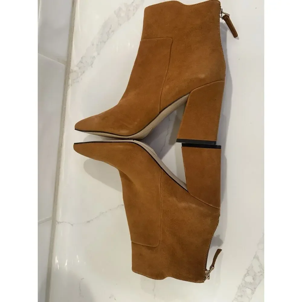 Franco Sarto Venture, Midshaft, Boot Whiskey Brown Zip Up Pointed Toe Suede Sz 7
